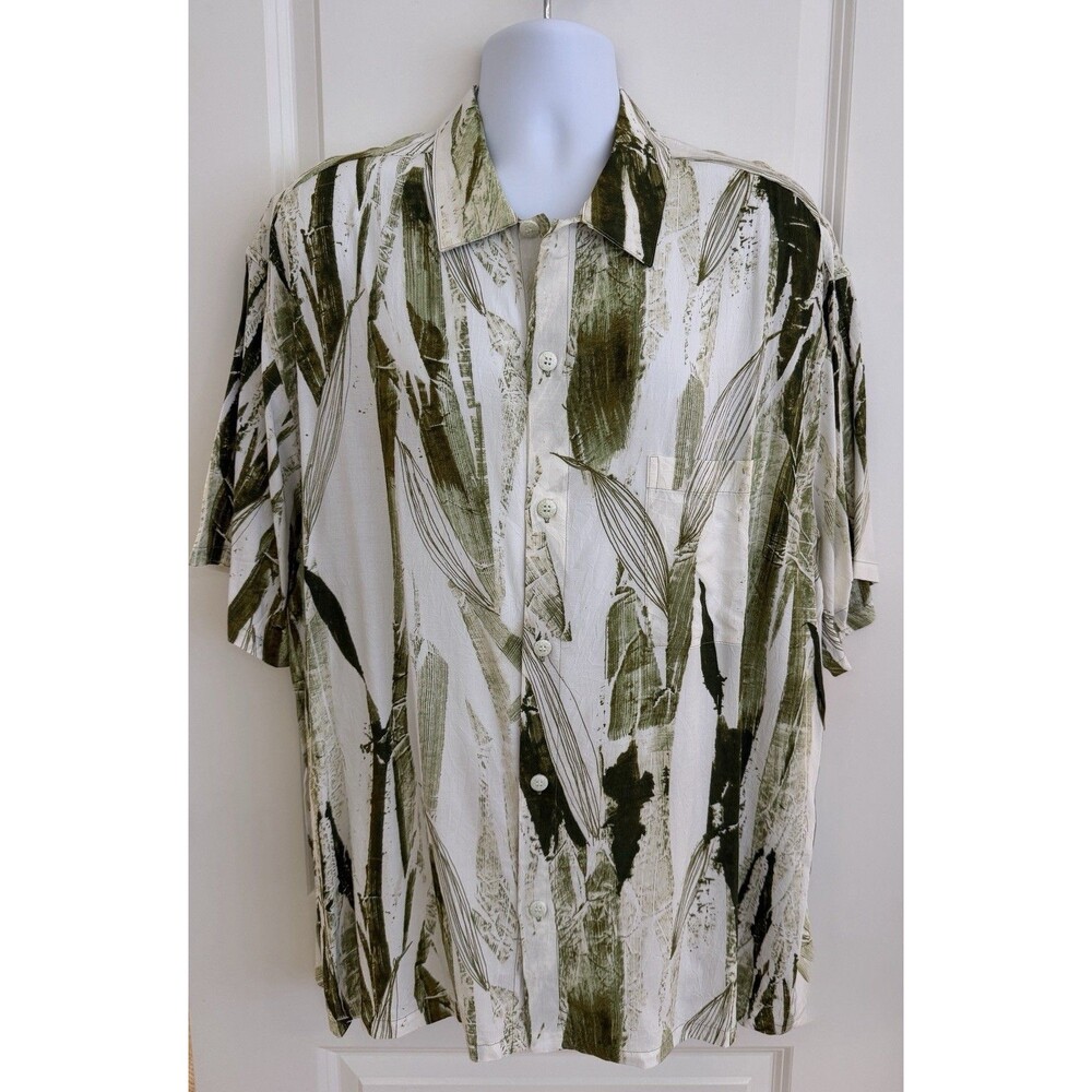 Jams World Men's Short Sleeve Hawaiian Shirt, XL, Lucky Bamboo Olive, NWT